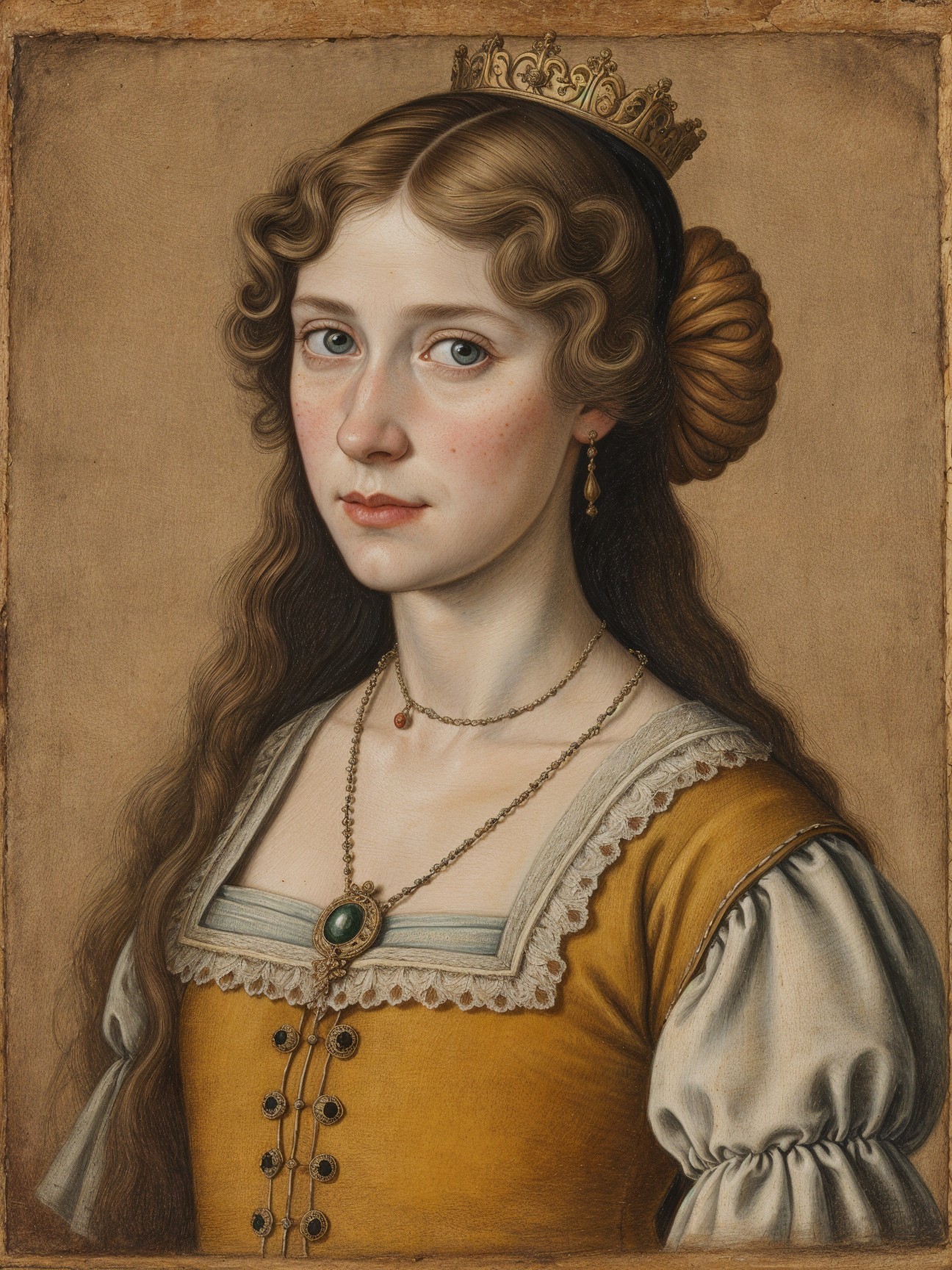 Portrait of a Young Woman in Elegant Yellow Dress