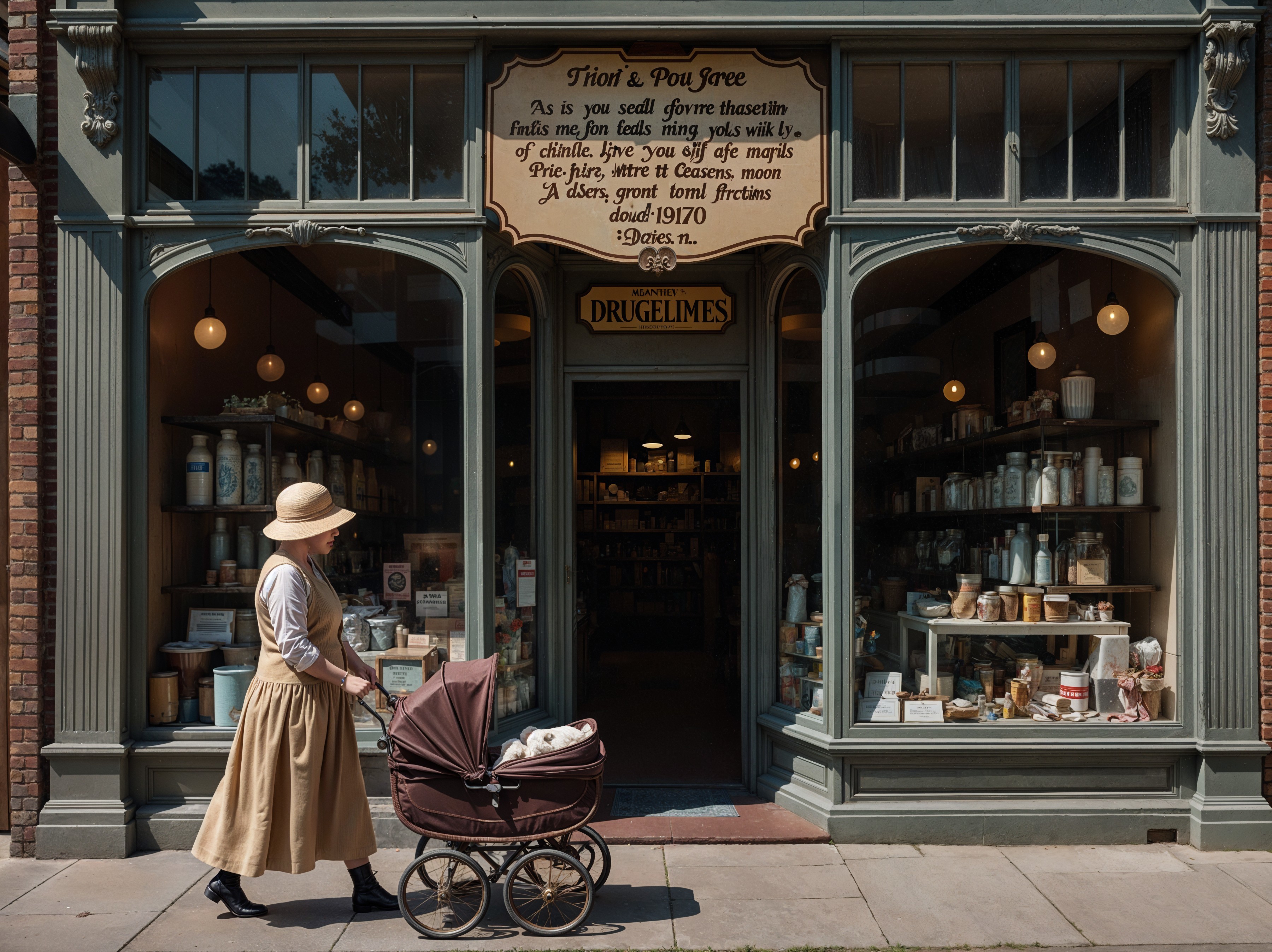 Vintage Storefront with Jars and Historical Charm