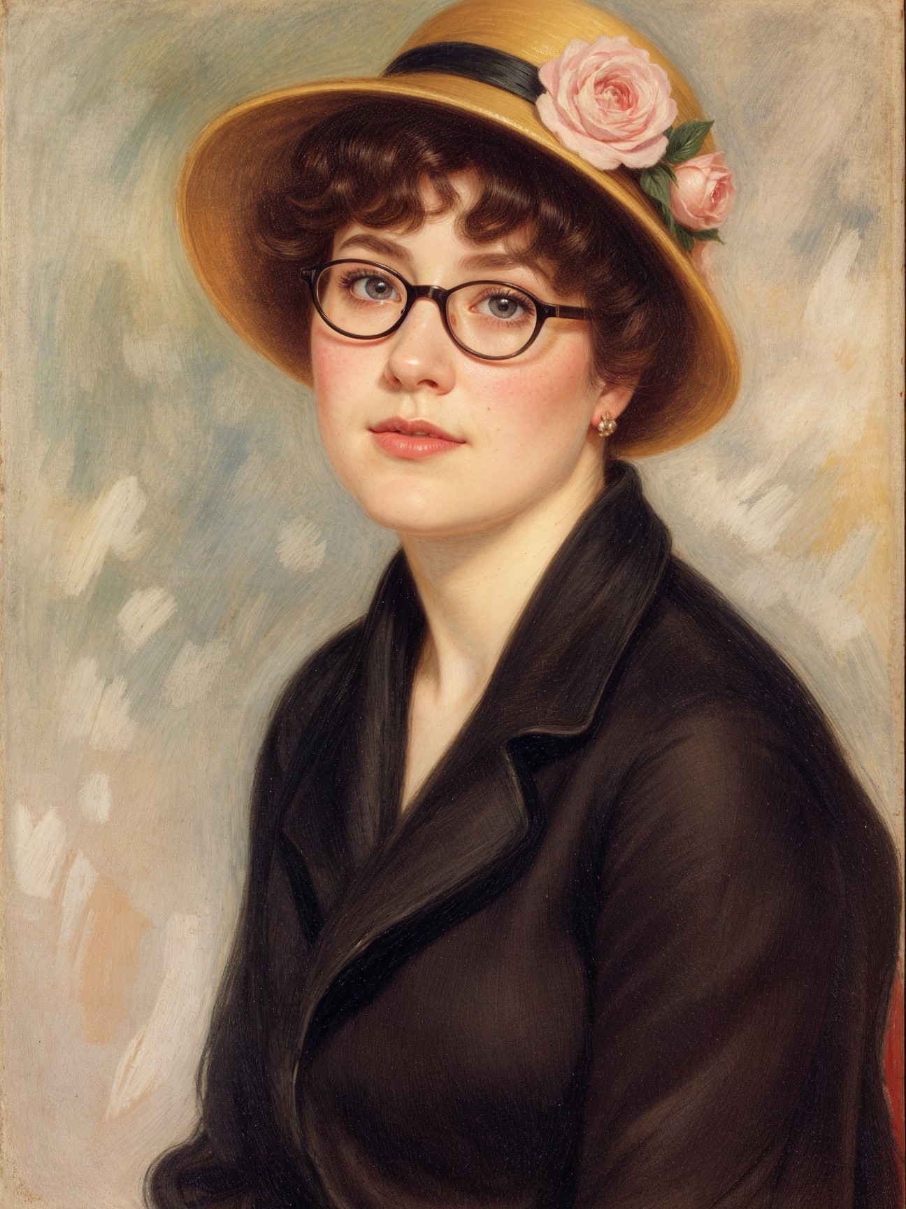 Portrait of a Young Woman in Elegant Attire