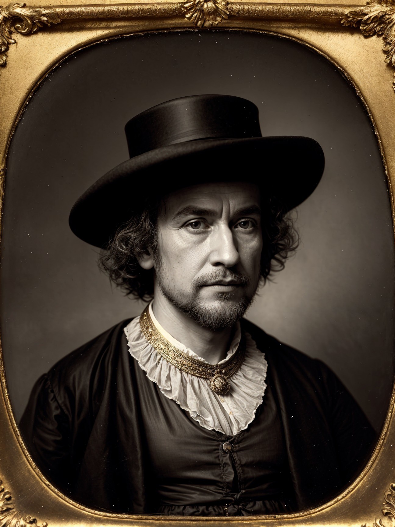 Sepia-toned portrait of a man in a black hat
