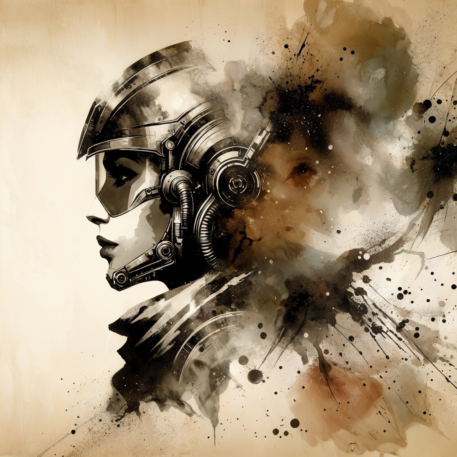Futuristic Warrior Profile with Abstract Background