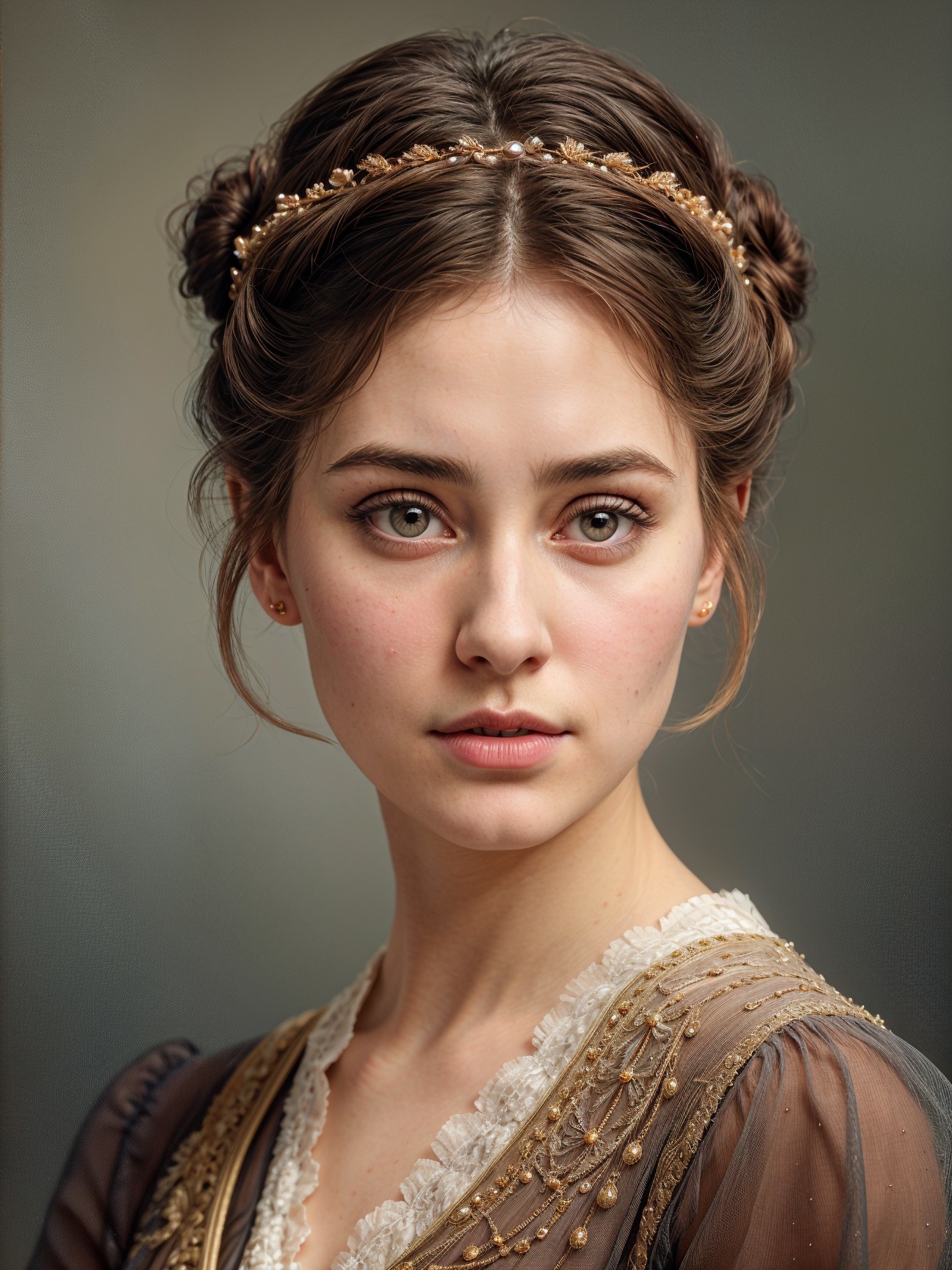 Timeless Portrait of a Young Woman in Elegant Attire