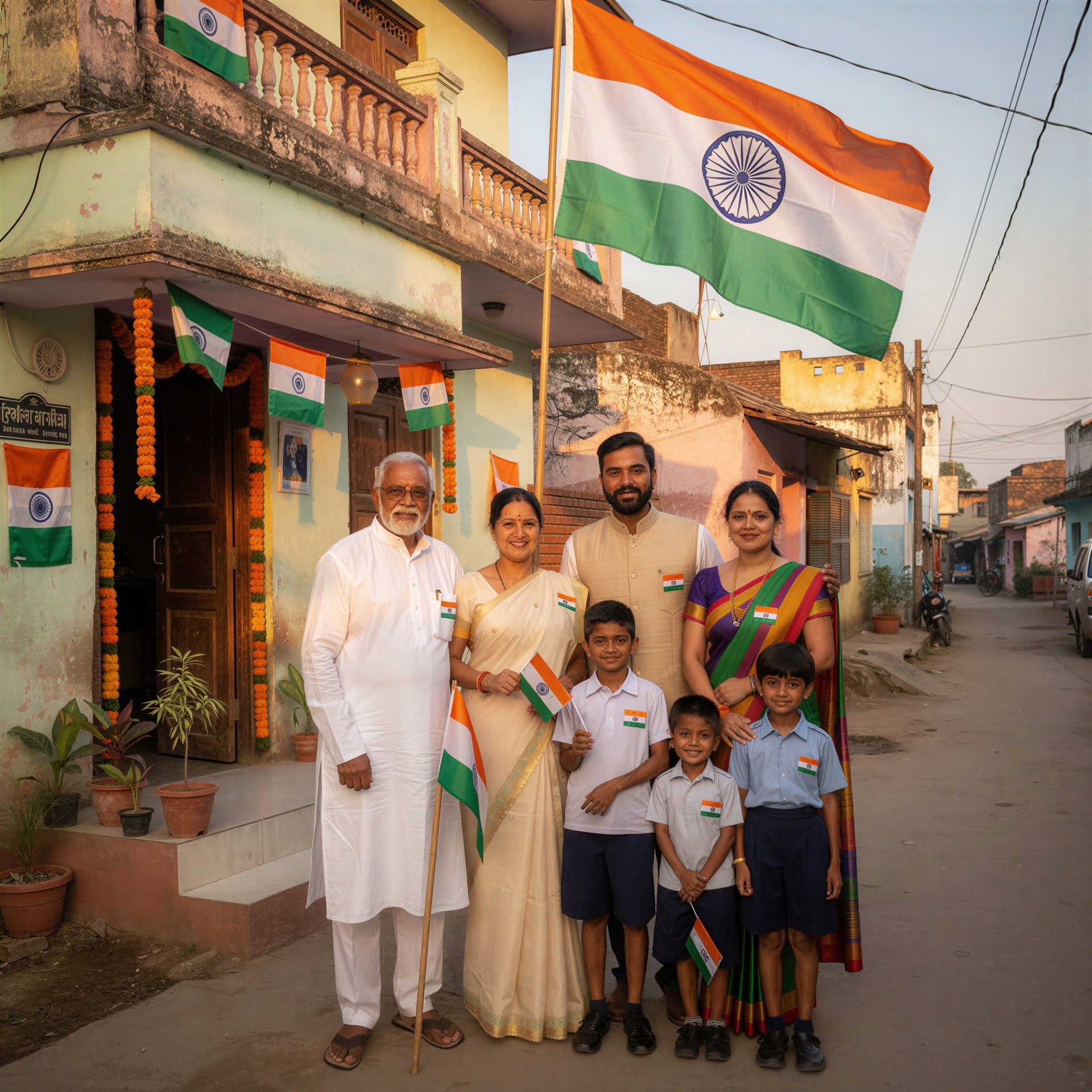 Intergenerational Indian Family Celebrating Together Outdoors