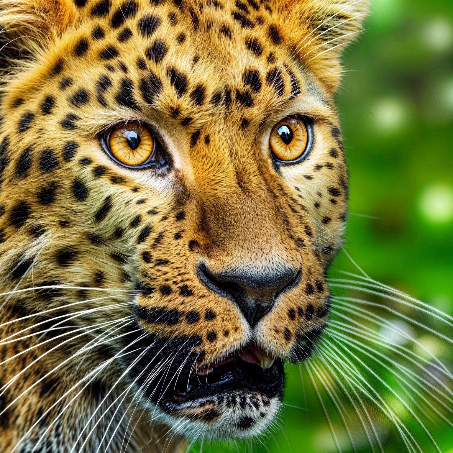 Close-Up Portrait of a Leopard with Golden Fur