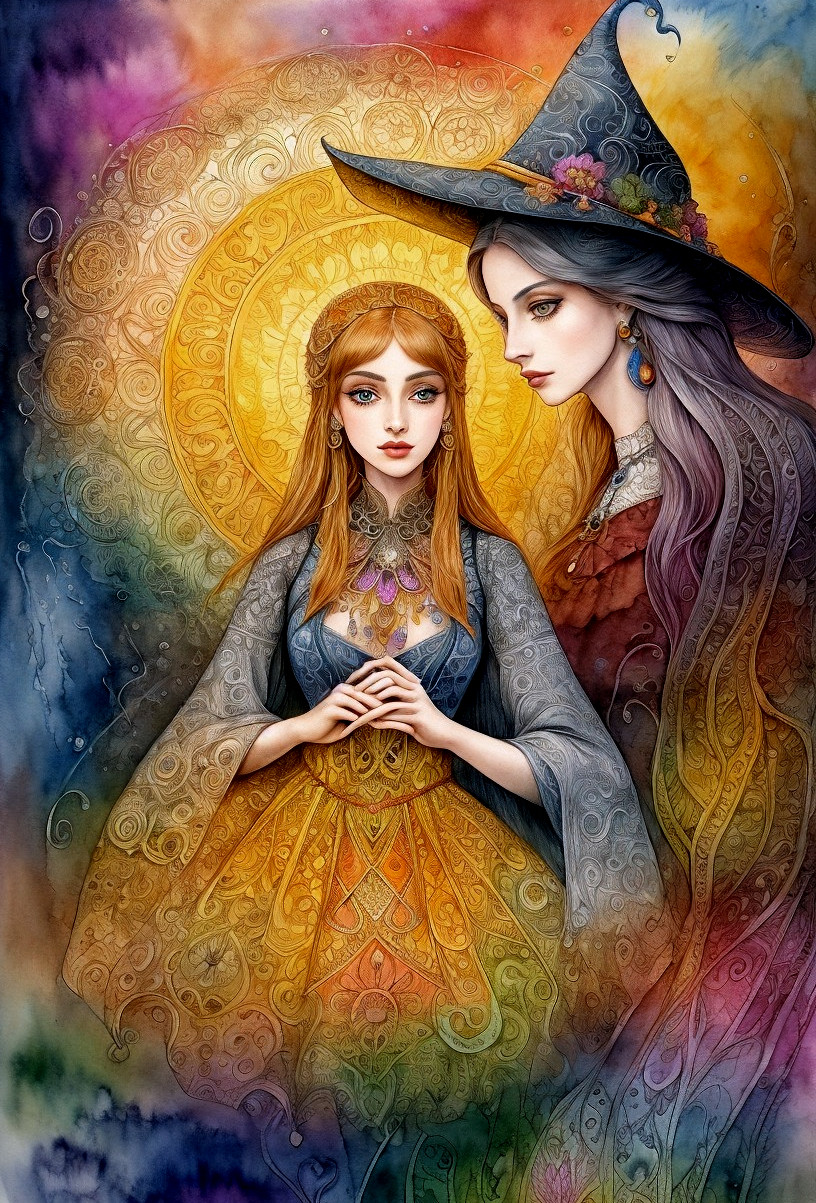 Ethereal Women in Vibrant Colorful Backdrop