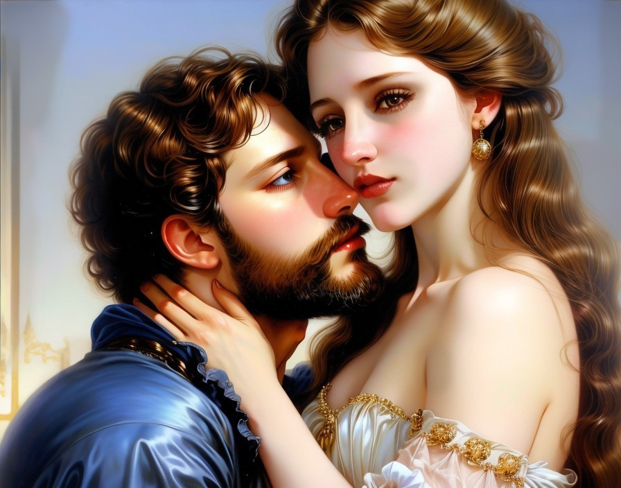 Romantic Scene of a Couple in Intimate Expressions