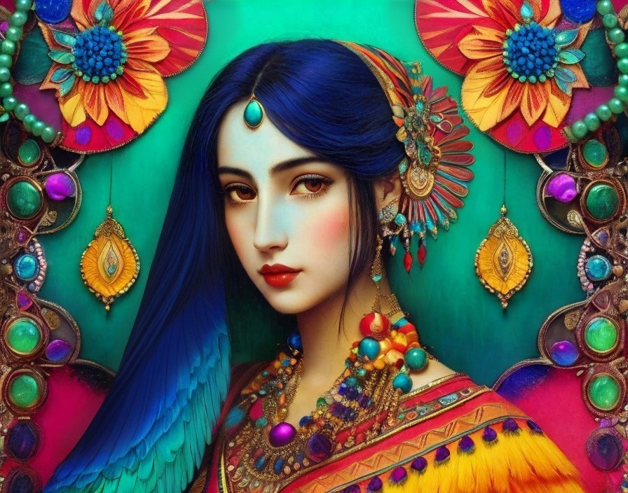 Portrait of a Woman in Vibrant Traditional Attire