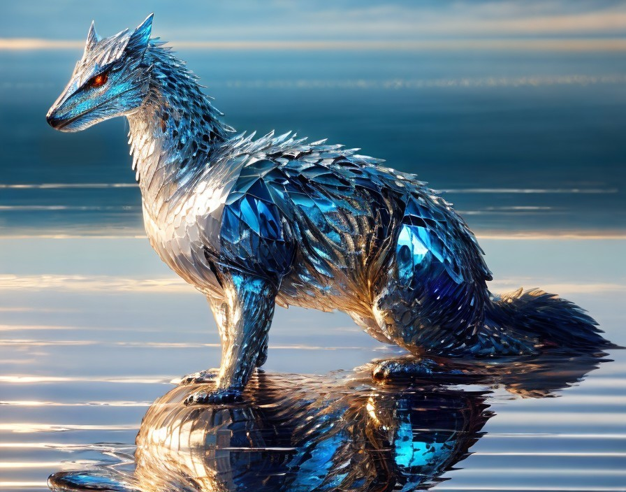 Blue Silver Fox by Water