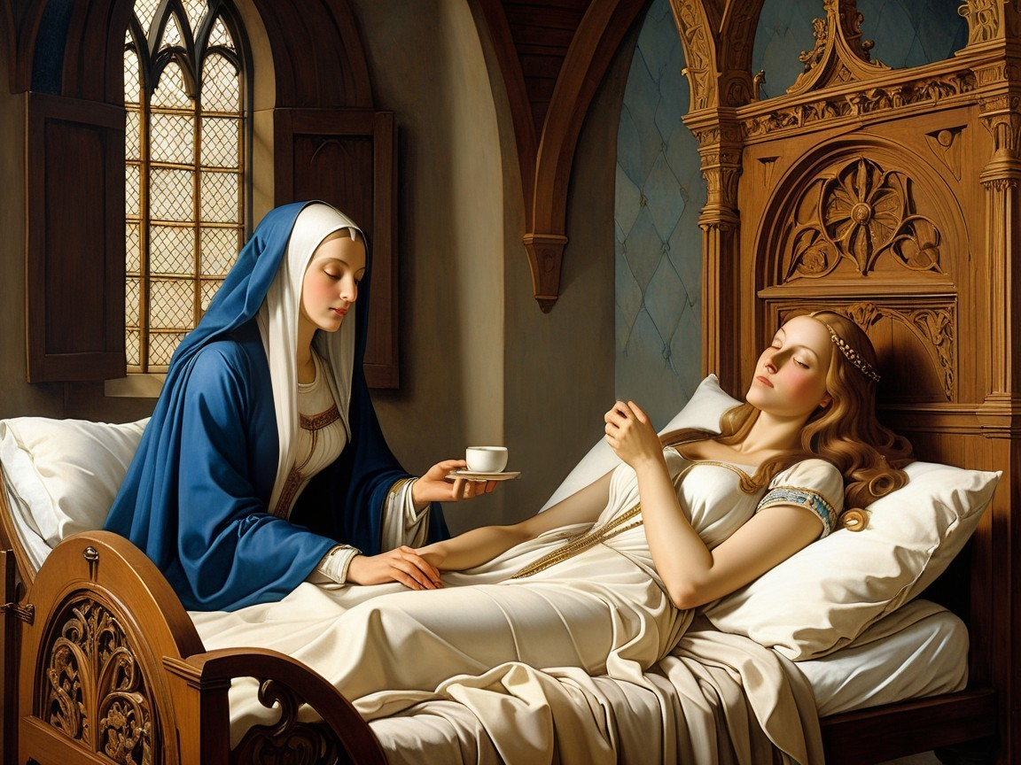 Serene Scene of Care in a Softly Lit Room