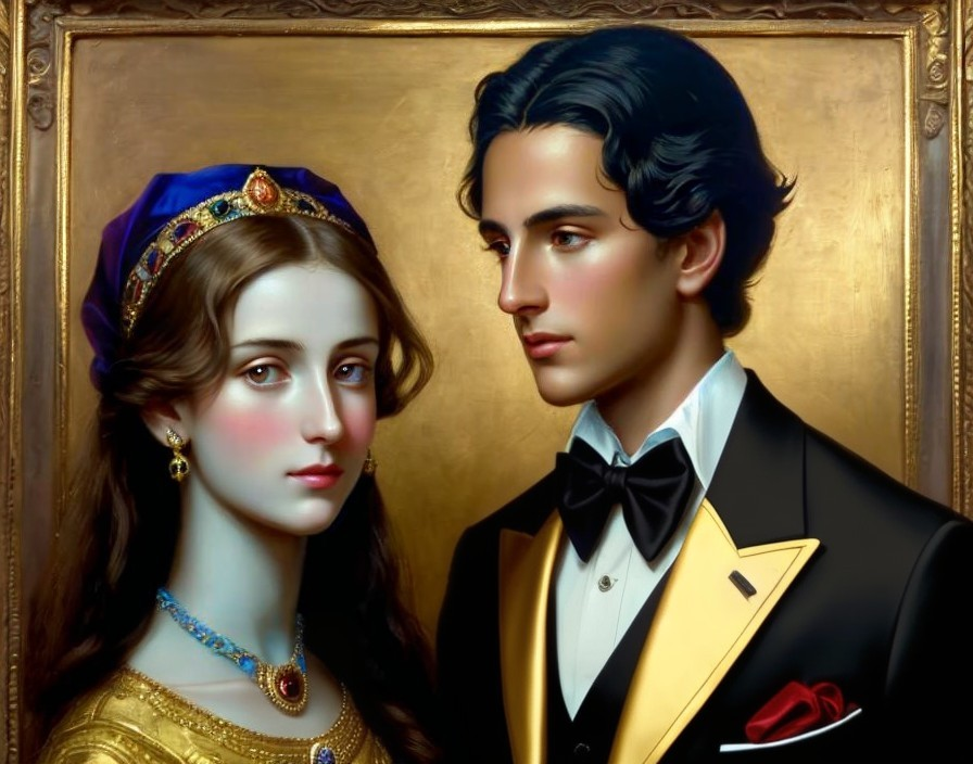 Classic Portrait of a Couple in Elegant Attire