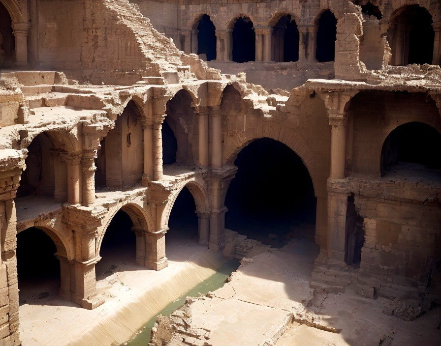Ancient Architectural Ruins with Intricate Carvings