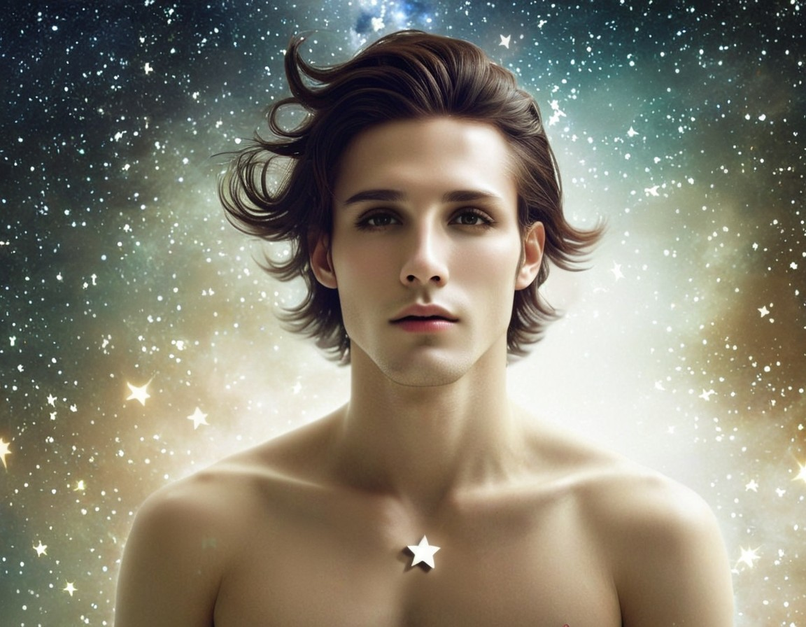 Portrait of a Young Man Against a Cosmic Backdrop