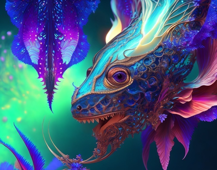 Vibrant Digital Artwork of a Fantastical Dragon