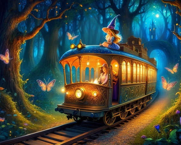 Magical Train Journey Through Enchanted Forest