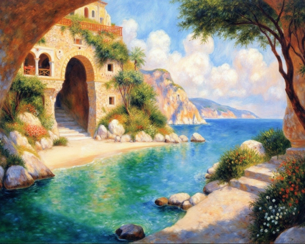 Coastal Villa Surrounded by Cliffs and Tranquil Sea