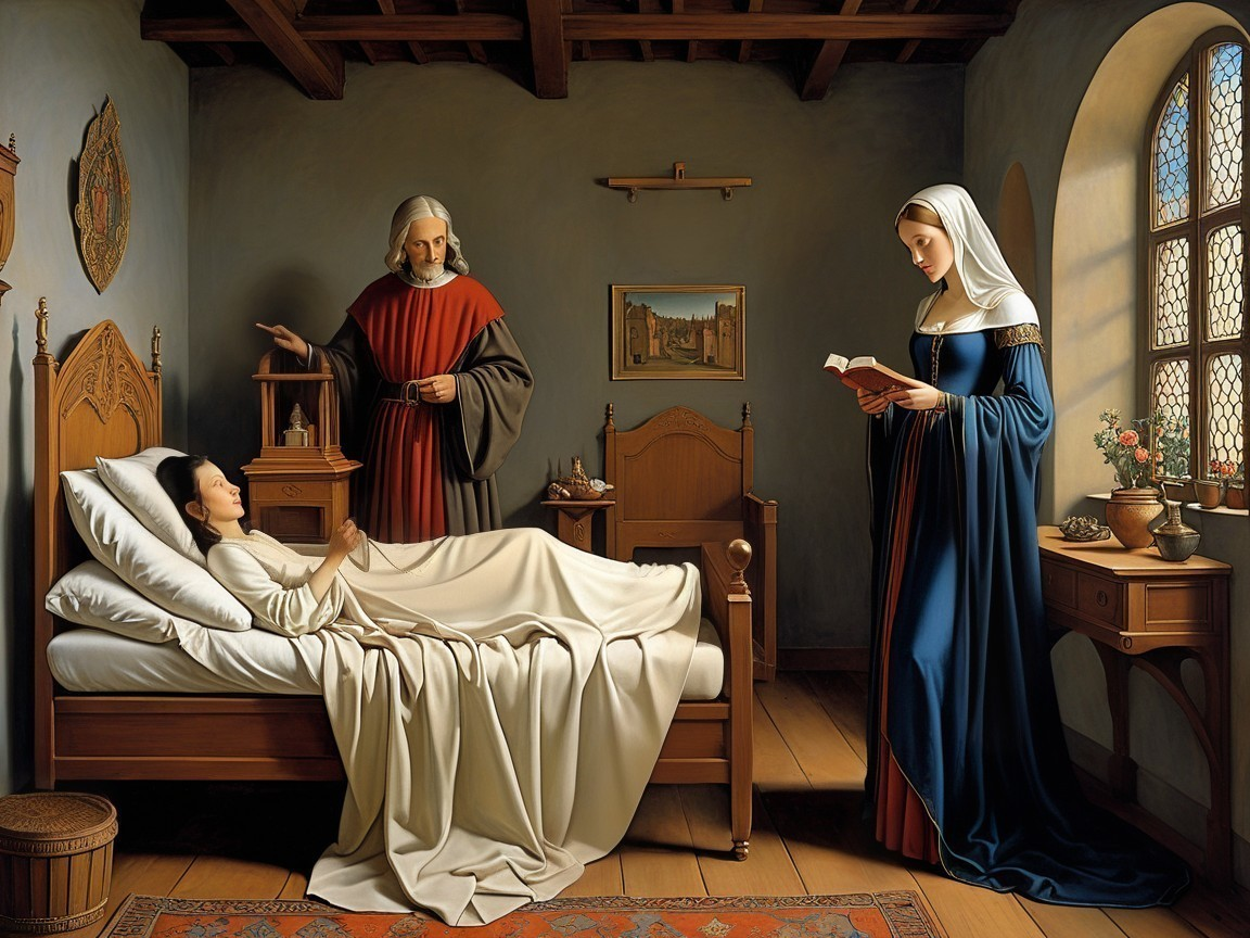 Serene Bedroom Scene with Thoughtful Interactions