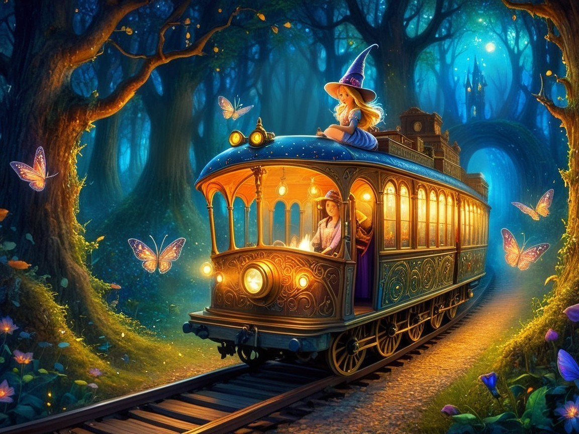 Magical Train Journey Through Enchanted Forest