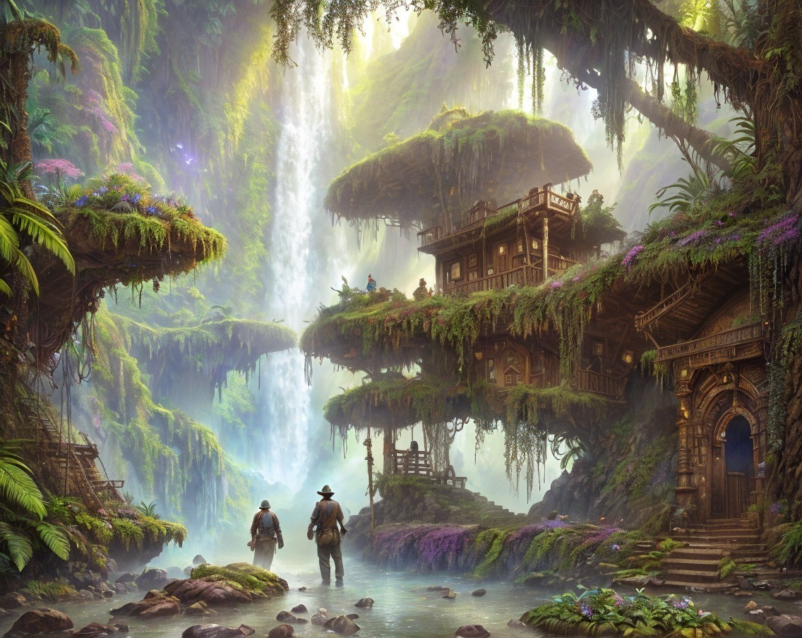 Mystical Landscape with Figures by a Serene Stream