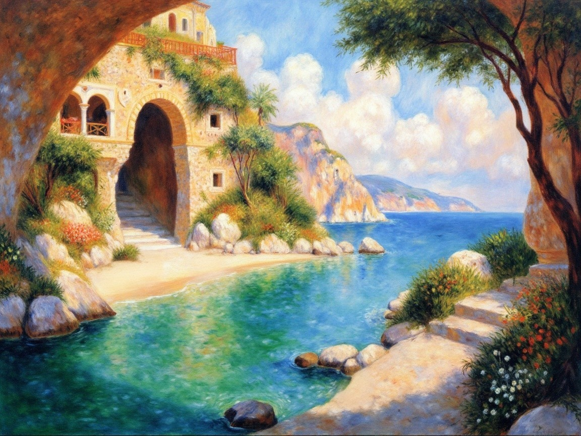 Coastal Villa Surrounded by Cliffs and Tranquil Sea