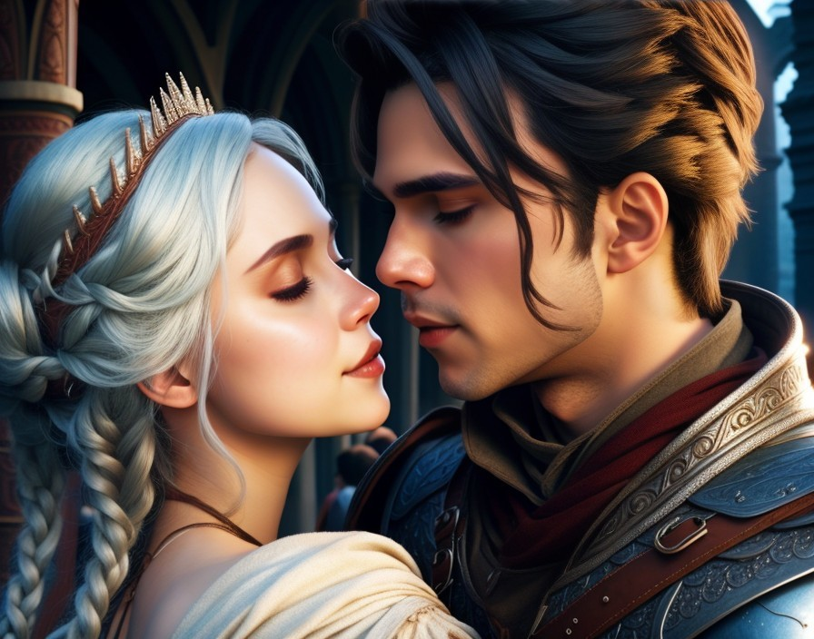 Prince and princess share a romantic moment together