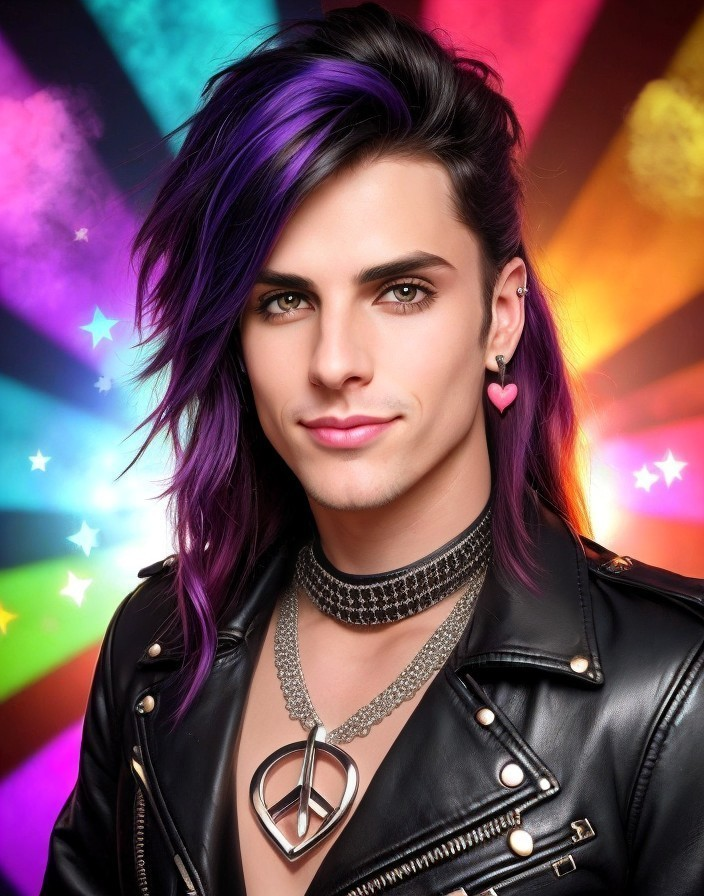 Stylish Individual with Long Purple Highlighted Hair