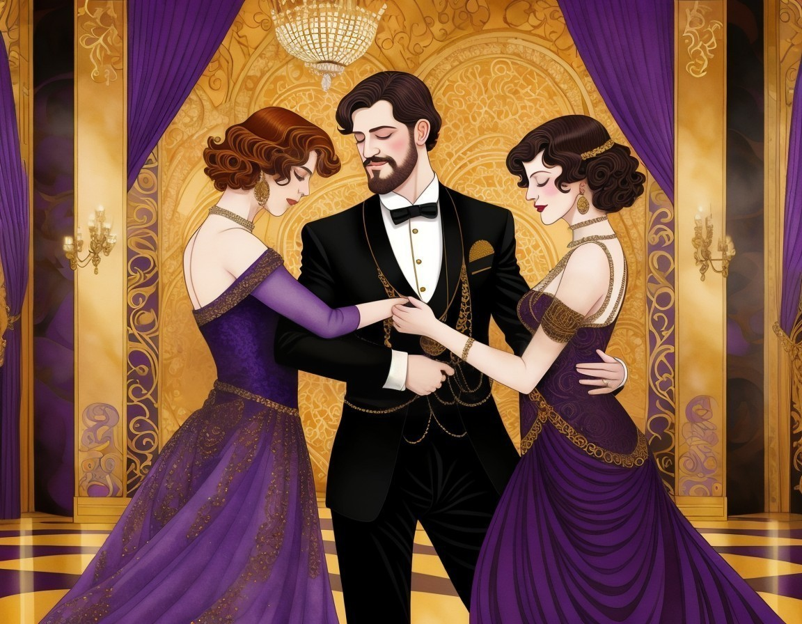 Elegant Ballroom with Glamorous Attire and Atmosphere