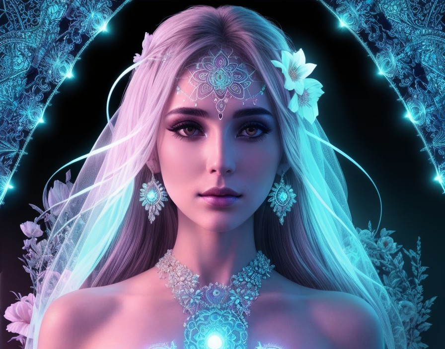 Mystical Portrait of a Woman with Ethereal Features