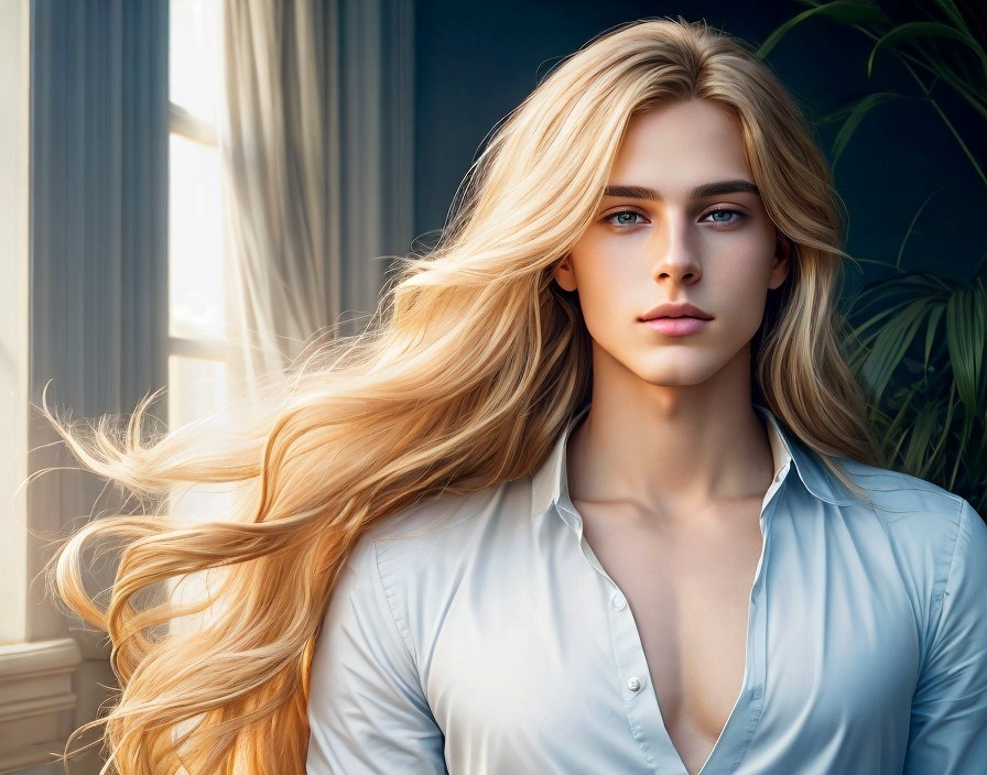 Serene Portrait of Young Person with Blonde Hair