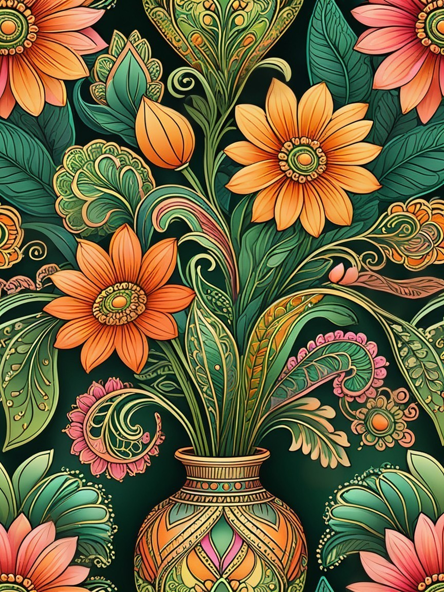 Vibrant Floral Arrangement in Decorative Vase