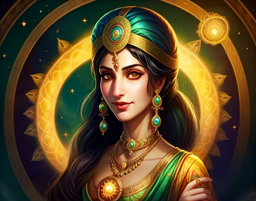 Traditional Attire and Jewelry with Spiritual Themes