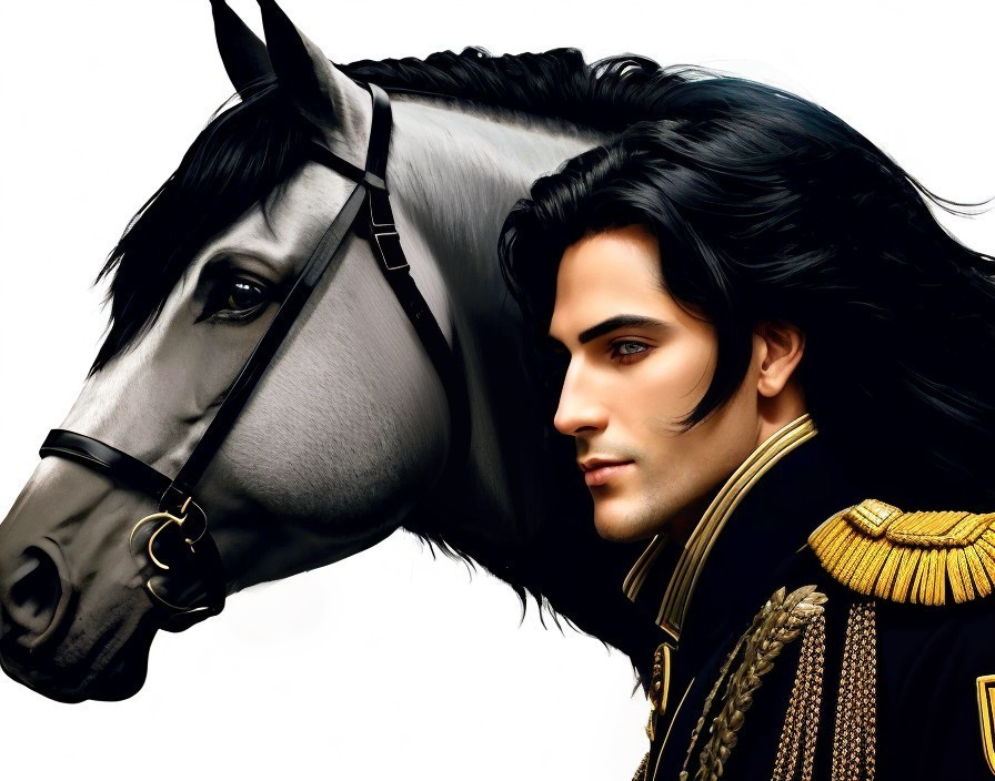 Portrait of a Young Man in Regal Attire with Horse