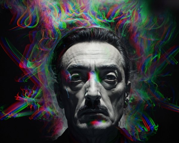 Dramatic Portrait of a Man with Colorful Smoke