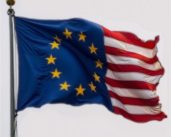 Flag Combining European Union and United States Elements