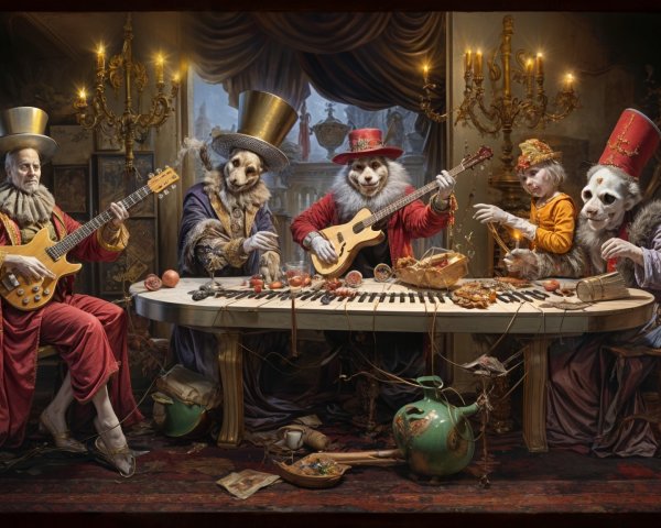 Anthropomorphic Animals at a Victorian Musical Gathering
