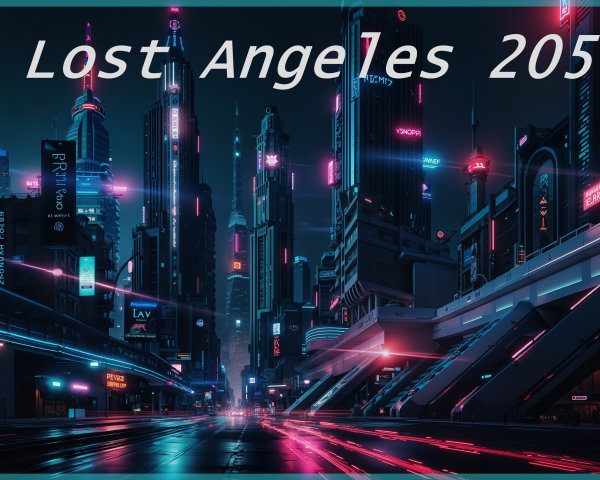Futuristic Los Angeles Cityscape in 2050 with Neon Lights