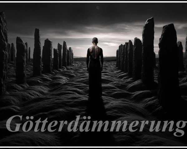 Surreal Landscape with Monoliths and Ethereal Glow