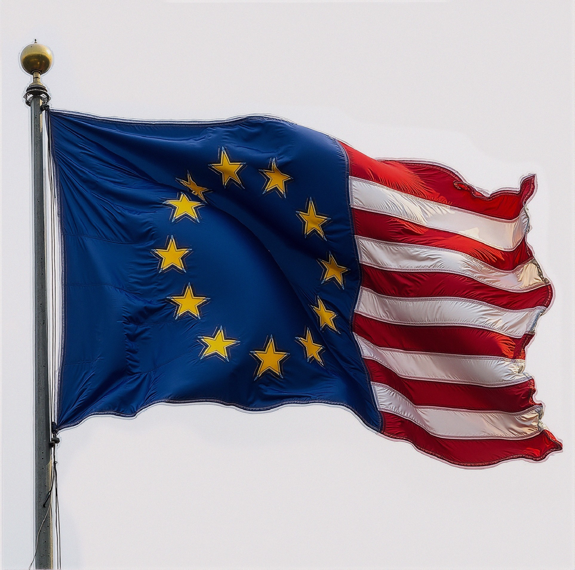 Flag Combining European Union and United States Elements