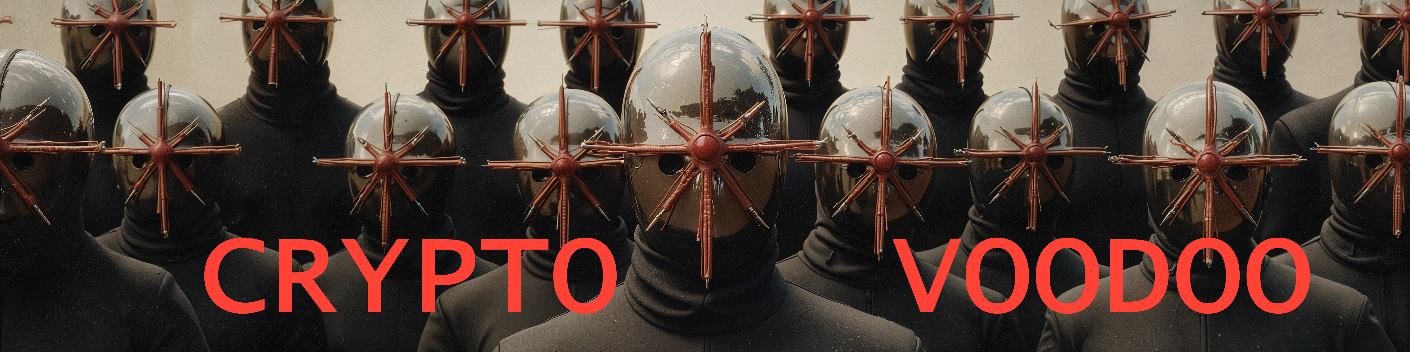 Faceless Figures in Black with Globe Headpieces