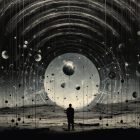 Solitary Figure in Surreal Cosmic Landscape