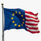 Flag Combining European Union and United States Elements
