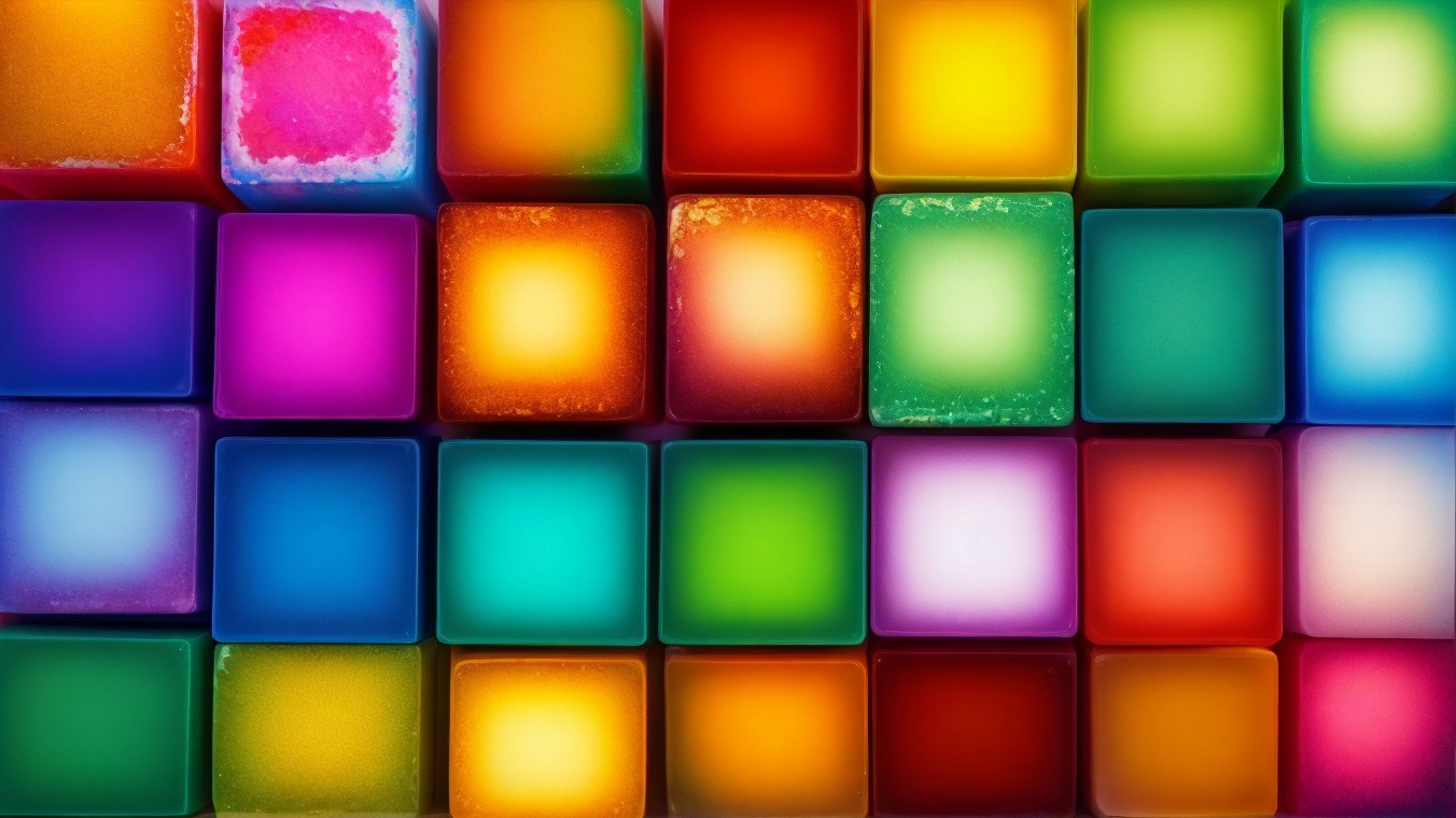 Vibrant Overhead View of Colorful Square Containers