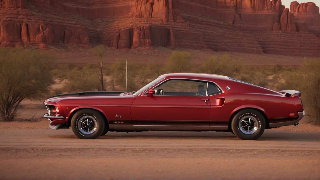 1969 Ford Mustang in Deep Red with Black Accents