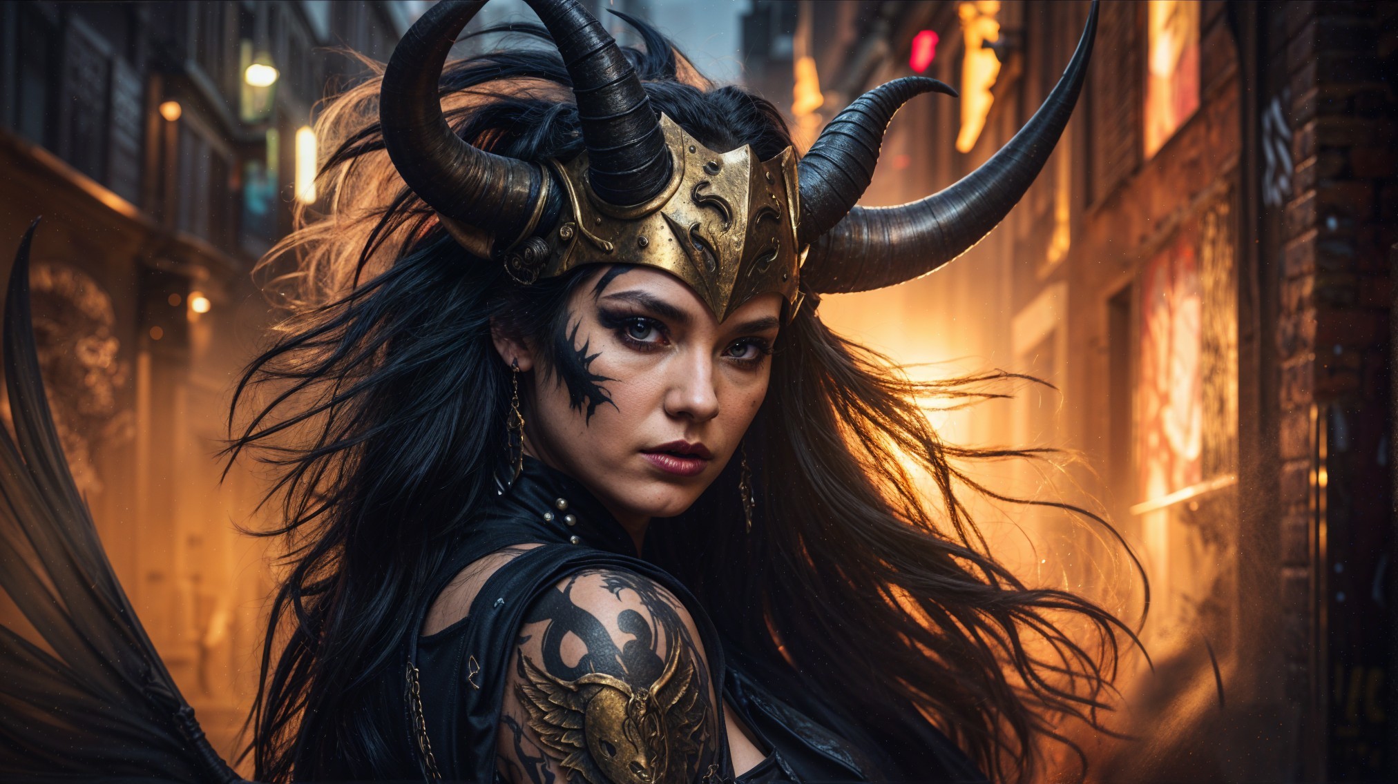 Fantasy Female Character in Urban Setting with Armor