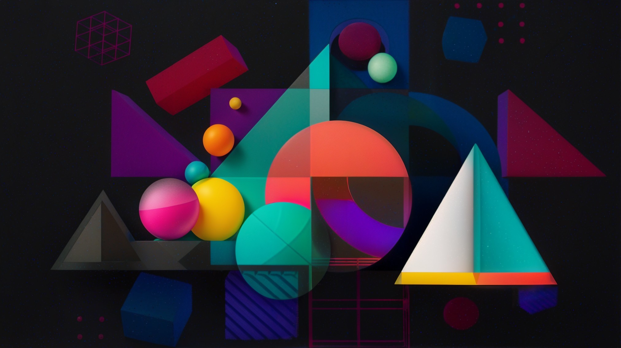 Colorful Abstract Geometric Shapes on Dark Background