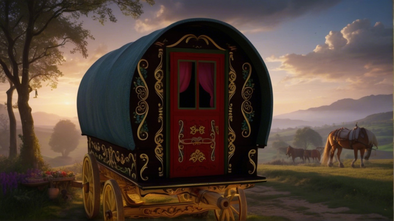 Wooden Caravan in a Picturesque Landscape Setting