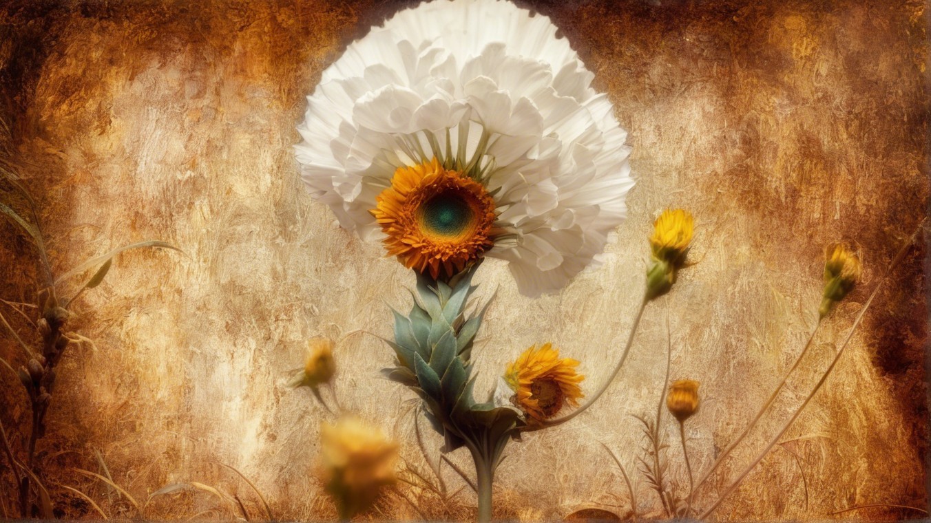 Striking Flower with White Petals and Yellow Center