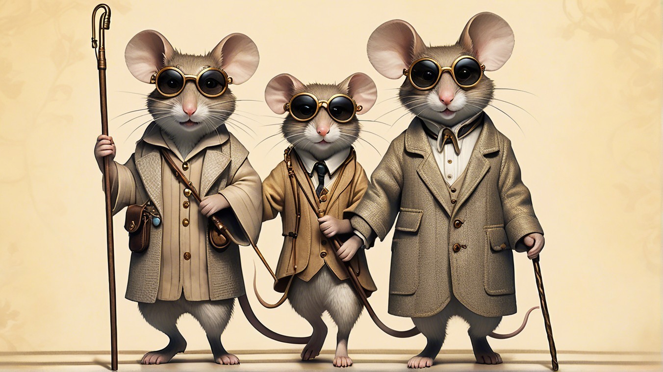 Three Fashionable Mice in Stylish Outfits and Sunglasses