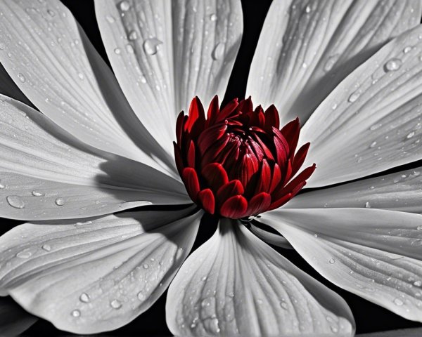 Radiant Red-Centered Flower with White Petals