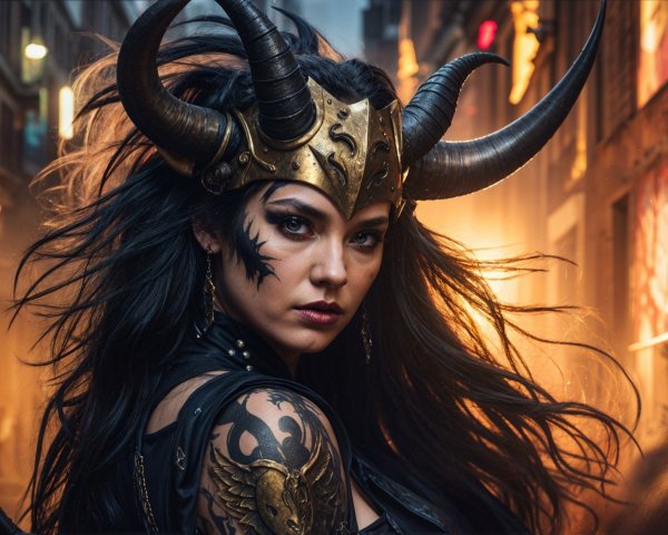 Fantasy Female Character in Urban Setting with Armor