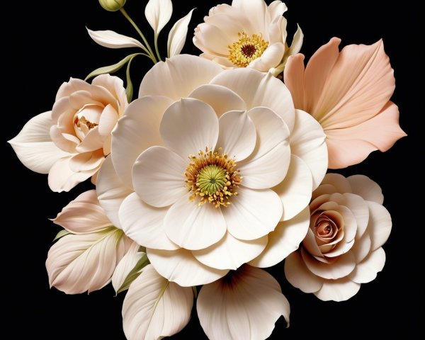 Close-up of Off-White and Pink Flower Arrangement